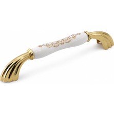 Vionna Goldya Porselen Beyaz Gold Kulp 160 mm 16 cm Mobilya Çekmece Dolabı Dolap Kapak Kulplar Kulb Kulpu