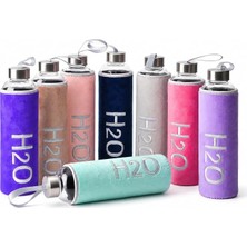 Peluş Kılıflı Cam Matara 600 Ml, Metal Vidalı Kapaklı ve Taşıma Askılı Su Şişesi, 1 Adet, 8 Renk Asorti Gönderim – Renk Seçilemez