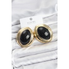 Lovesta Home Pirinç Siyah Badem Model Vintage Gold Kadın Küpe TJ-BKP11593