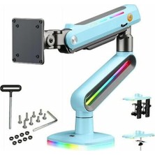 Bayou Nb M8 Profesyonel Rgb Aydınlatmalı 32-60 Inç Amortisörlü Oyuncu Monitör Kolu Mavi (2-20 Kg)