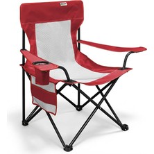 Kamp Sandalyesi, Outdoor, Plaj ve Piknik Için Katlanır Kamp Sandalyesi, Saklama Cepli, Bardak Tutuculu, Extra Destekli, 120 kg Taşıma Kapasiteli, Standart Boy - Kırmızı