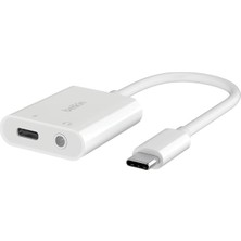 Rockstar™ 3,5 mm Ses + Usb-C® Şarj Adaptörü, Usb-C 60W Güç Dağıtımlı Kulaklık Adaptörü iPhone 15, iPad Pro, Galaxy, Note, Google Pixel, Lg, Sony Xperia ve Daha Fazlası Için Hızlı Şarj - Beyaz