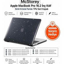 MacBook Pro 16.2 Inç Kılıf A2485 A2780 A2991 A3403 A3186 A3428 A3429 Uyumlu Simli Kristal Parlak Siyah Hard Case Şeffaf Sert Kapak Ince Koruyucu