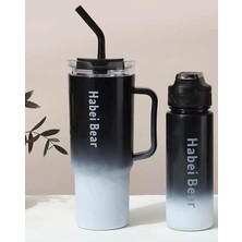 Matara Seti, Mor, 1500 ml + 900 Ml, 2 Adet, Pipetli ve Kapaklı (Siyah)
