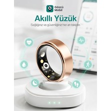 Mobil Akıllı Yüzük Sağlık Egzersiz Takibi Adım Sayar Kalp Atışı Kan Basınç Oksijen Ölçer Su Takibi Adet Döngüsü Uyku Takibi Cihazı Suya Dayanıklı, Altın, 11