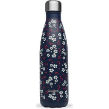 QD3470 Çiçek Desenli Isı Yalıtımlı 500ML Termos Lacivert
