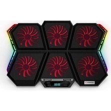 AD-RX44 X-Gale Siyah 6 Fan 12 Işık Modlu 7 Açılı Notebook Soğutucu Stand