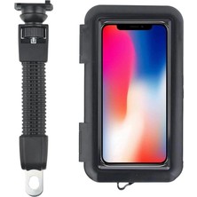 Geçirmez Telefon Tutucu, 360° Döner Aynaya Montajlı, Dokunmatik Ekranlı, Fermuarlı Xl Kılıf, Motosiklet ve Bisiklet Için Gps Standı, Dokunmatik Ekranlı, Fermuarlı Xl Kılıf