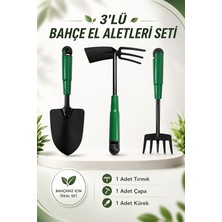 Hobi Çapa Tırmık 3'lü Set Bahçe Tarla Çim Peyzaj Bitki Çiçek Ekme Toprak Işleme Küreği Küçük