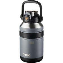 Büyük Boy 1000ML Pipetli/pipetsiz Kullanım Askılı Paslanmaz Çelik Termos Matara (Siyah)