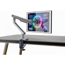 STD49012UW 17"-32" Ultra Slim Alüminyum Monitör Kolu, 2xusb Portlu Amortisörlü Vesa Tutucu, Ergonomik 360 Pivot (9kg)
