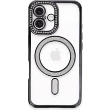 Northcity Apple iPhone 16 Plus Uyumlu Kılıf Joke Simli Magneticsafe Kılıf - Siyah