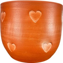 Vionna Bitki Tasarımı Ev Dekorasyon Aksesuar Kalp Desenli Toprak Saksı Saksılık Salon Çiçeklik - 19 cm