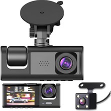 3 Kameralı Araç Içi Kamera 1296P Superhd - 170° Ön, 120° Kabin Içi ve Arka Geri Vites Kamerası, Wifi Bağlantılı Mobil Uygulama Desteği, Gece Görüşlü, Döngüsel Kayıt ve G-Sensörlü 362