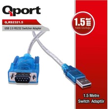 Q RS2321.5 USB 2.0 Dan RS232 Portuna ve Parelel Porta 1 .5 Metre Çevirici Kablo