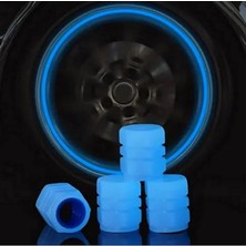 Adet Sibop Kapağı Fosforlu Floresan LED Pilsiz Araba Motorsiklet Bisiklet Lastik Sibop Kapağı - Mavi