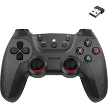 2.4g Kablosuz Oyun Kolu Pc Uyumlu Pilli Joystick Wireless Gamepad Hassas Trigger Kaymaz Tasarım G2.4g (Siyah)