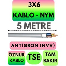 3x6 Nym Antigron Kablo, 5 Metre, Gri