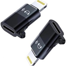 Cl2 Lightning ≥ USB C Şarj ve Data Aktarım Destekli Kulaklık Adaptörü Dönüştürücü, 2 Adet Aux Ses Adaptörü Konektörü Dongle/lightning Erkek – USB C Dişi