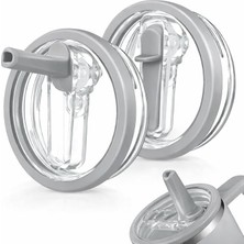 Oz Uyumlu Yedek Kapak – Sızdırmaz Leakproof Tasarım – Bpa Free Yedek & Upgrade Lid – Stanley Quencher ile Uyumlu Bardak & Termos Kapağı + Iç Pipeti (Gri)