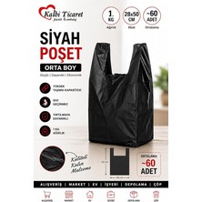 Siyah Poşet Orta Boy 1 kg Hışır Atlet Poşet Market Manav Poşeti Çöp Poşeti