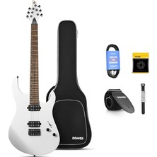 Katı Gövde Elektro Gitar, DMT-100 39 Inç Metal Elektro Gitar, H-H Manyetikli Inşaat Kiti, Çanta, Teller, Askı, Kablo, Rock Müzik Severler Için Tel Amortisör (Beyaz)