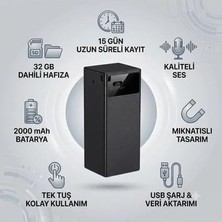 Mini Ses Kayıt Cihazı 32 GB Dahili Hafıza ile 15 Gün Kayıt Özelliği