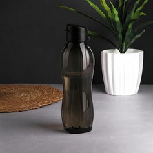 Boy Kapaklı Su Matarası 1000 Ml, Şeffaf Plastik Sporcu Su Şişesi, Bpa Içermez, Mavi Turuncu Siyah Mor Renk Seçenekli (Siyah)