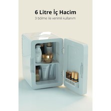 KRF-2505 LED Işıklı Taşınabilir Soğuk - Sıcak Ayarlı Kozmetik Mini Buzdolabı Beyaz
