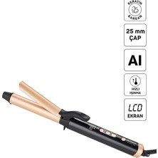 AR5186 Volume Pro Seramik Plakalı Saç Maşası, 25 Mm, Kalın Bukle, Keratin ve Argan Yağlı, Siyah