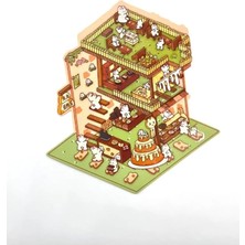 Tavşan Pastanesi Tasarlama 2 Yaprak 122 Adet 3D Diorama Izometrik Sticker Seti/etiket/çıkartma