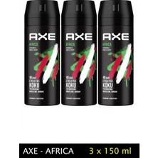 Pileli Store 3 Adet Axe Africa Erkek Deodorant Sprey 150 ml