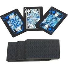 Vionna Iskambil Kağıdı Destesi Oyun Kartları Su Geçirmez Pvc Parlak Siyah Deste 8,7cm x 5,7cm 54'lü (Mavi)