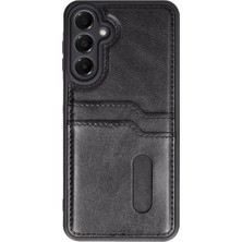 Northcity Samsung Galaxy S24 Fe Uyumlu Kılıf Sara Kartvizitli Deri Kılıf - Siyah