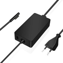 Surface Şarj Kablosu 15V 4A: Surface Laptop Charger USB Bağlantılı Surface Pro X/9/8/7/6/5/4/3, Surface Laptop 5/4/3/2/1, Surface Go 3/2/1, Surface Book 3/2/1, Model 1706 1796 1800 Için