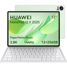 Matepad 12 x 2025 Yeni Tablet, 2.8k, 144 Hz, 1000 Nit, 12 Inç Ultra Net Papermatte Ekran, 12+256 Gb, 10.100 Mah Pil, 66 W Supercharge, Wifi 7, Huaweı Notes, Ultra Hafif Klavye, Yeşil Kalemsiz