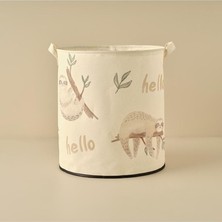 Maıson Sloth Hayvan Baskılı%70 Pamuk%30 Polyester Oyuncak Sepeti, Çok Renkli, 36X40 cm