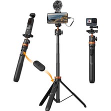 Concept Trepied Akıllı Telefon ve Kamera, 159 Cm, 2'si 1 Arada Uzatılabilir Selfie Çubuğu, Bluetooth Uzaktan Kumanda, iPhone Gopro Samsung Canon Nikon Sony ile Uyumlu