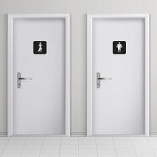 Art & Decoration Cajuart 2 Parça 13X13 Kare Şekil Modern Erkek Kadın Wc Tuvalet Yönlendirme Levhası