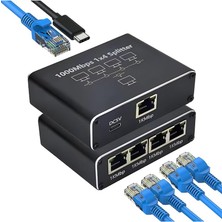 Splitter, Gigabit Ağ Bölücü, Bilgisayar, Hub, Anahtar, Yönlendirici 1x4 Portlu, Evrensel Ağ Genişletici, Usb-C Güç Girişli, 1000MBPS RJ45 Lan Internet Splitter Eşzamanlı Çalışma