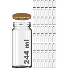 ml Kavanoz Metal Gold Konserve Kapaklı 244 cc Şeffaf Uzun Cam Kavanoz 48 Adet