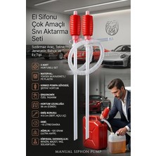2 Adet Profesyonel Manuel Sıvı Transfer Sifon Pompası Seti - Benzin, Mazot, Yağ, Su ve Kimyasal Uyumlu Taşınabilir Çiftli El Pompası (56 cm Hortum, Dakikada 10 Litre Akış Hızı) 719951