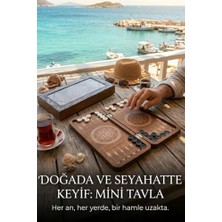 Vionna Mini Tavla Seti Kompakt Taşınabilir Çantalık Ceviz Renk Eskitme Stil Tavla Hediyelik 2 Adet Tabak Altlığı