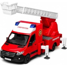 Vionna Kinsmart 1:48 Mercedes-Benz Sprinter (Firefighter Edition) Çek Bırak Metal Model Kargo Aracı, Açılabilir Kapılı KT5478D, Itfaiye-1