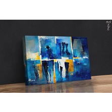 Jean Canvas Wall Art, Blue&yellow Abstract Landscape Painting For Home Décor, Art Print For Living Room, Office, Gift, Stretched Ready To Hang (105 x 60 Cm)