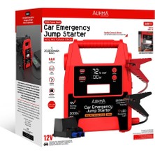 12V Car Emergency Jump Starter 20000MAH Akü Takviye Cihazı Powerbank LED Fenerli Araç Acil Marş Basma Cihazı