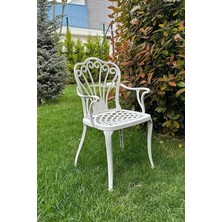 Ferforje Görünümlü Plastik Sandalye, Bahçe, Balkon ve Dış Mekanda Kullanılabilir, 2 Yıl Garantili, 150 kg Taşıma Kapasiteli, Tek Plastik Sandalye (Beyaz Renk Tek Sandalye, Standart)