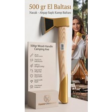 Kamp Baltası, Ahşap Saplı, 36 Cm, 500 Gr, Odun Kesme Için Çelik Başlıklı Nacak