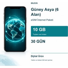 Güney Asya (6 Alan) Esım Internet Paketi 10 GB 30 Gün