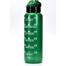 Matarası Tritan Geniş Ağız Su Şişesi Motivasyon Spor Matarası Suluğu Bpasız 1000 ml Yeşil T0103